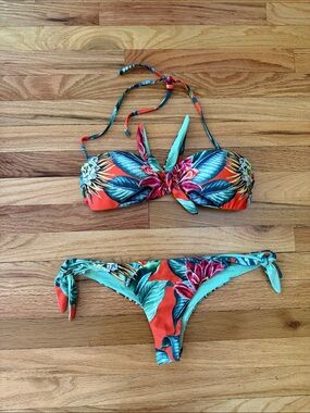 Mara Hoffman Coral & Teal Tropical Floral Bikini